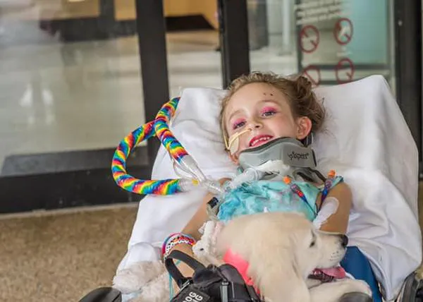 La nueva aliada para una niña paralizada tras un accidente de tráfico: la cachorra que será su perra de asistencia