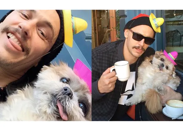 James Franco también practica el selfie canino: con la gran Marnie, ¡una viejita adorable!