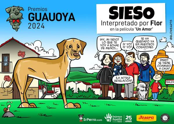 Flor, la protagonista canina de  Un Amor, premio GUAUOYA 2024, los galardones cinéfilos y solidarios