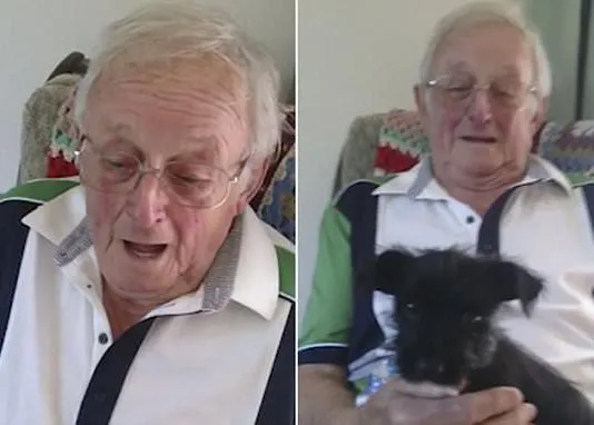 El emotivo y feliz momento en el que sorprende a su abuelo -que tiene demencia- con un cachorrote