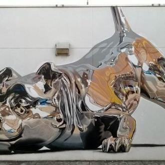 El espectacular perro de Bik Ismo, arte urbano versión canina